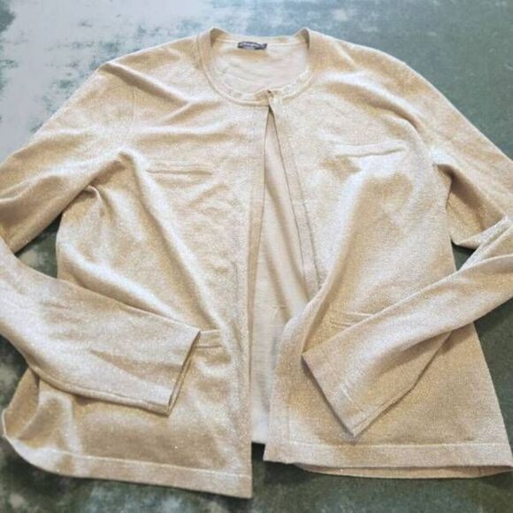 J. McLaughlin gold cardigan lightweight sweater sz Medium - Picture 1 of 5